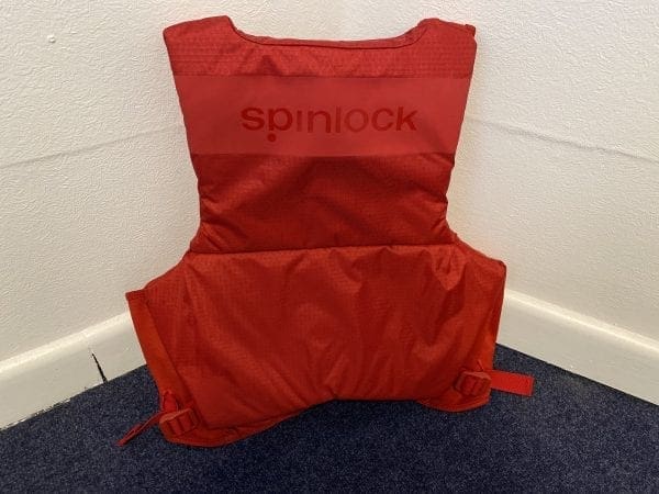 large red spinlock foil red life jacket back