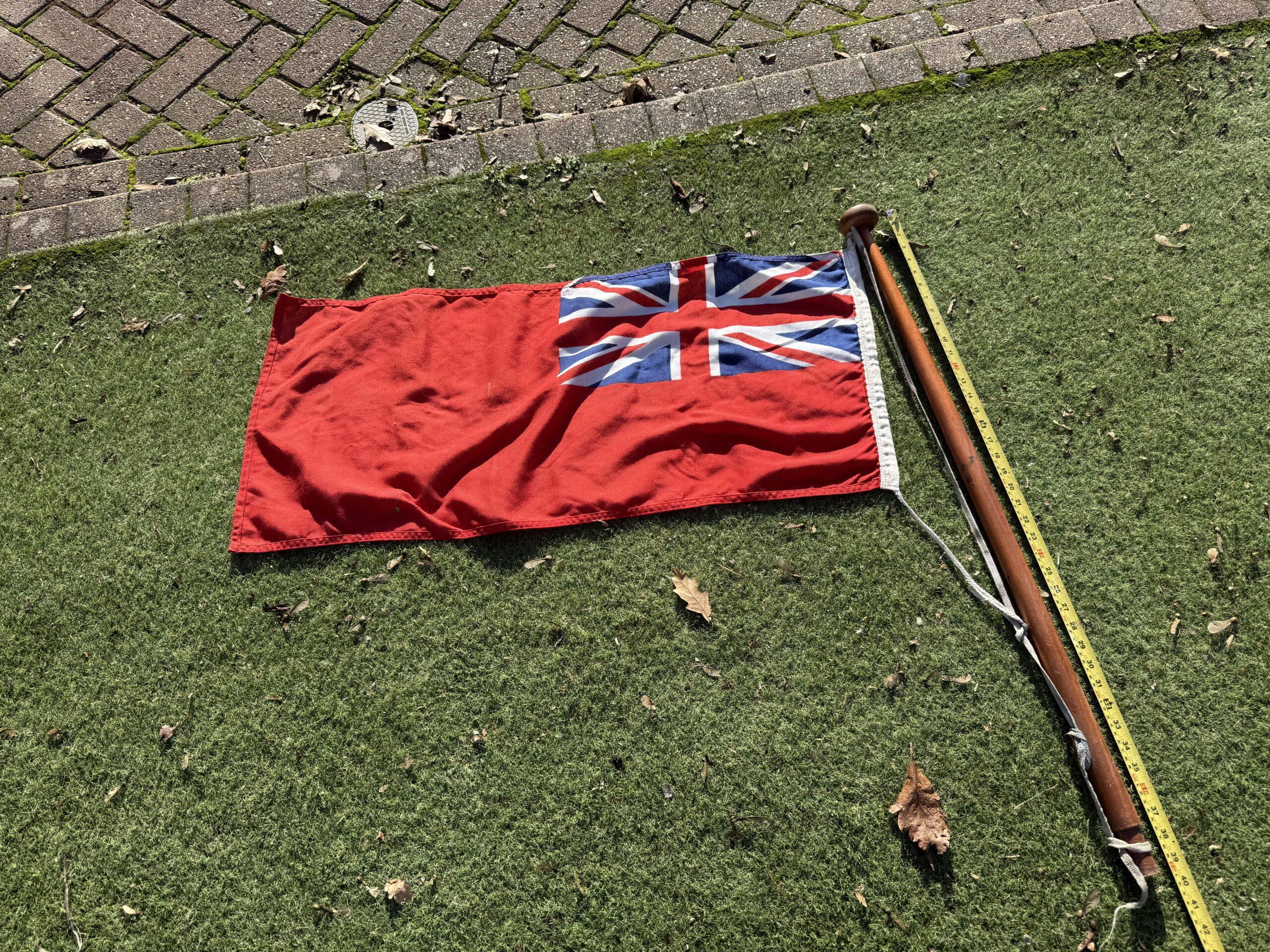 100cm Wooden Flagpole with Red Ensign