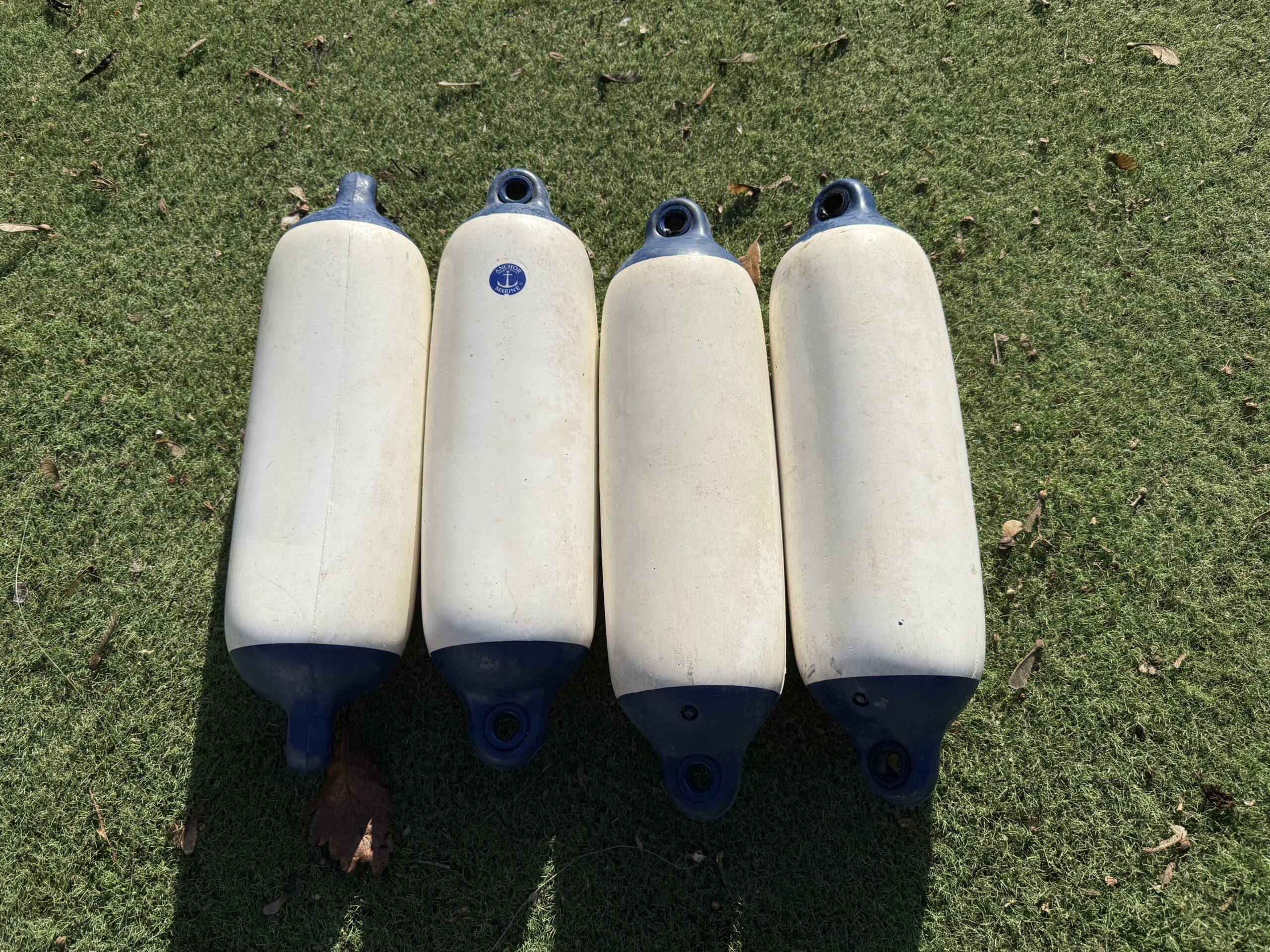 Set of 4 White and Blue Fenders - 47cm x 13cm