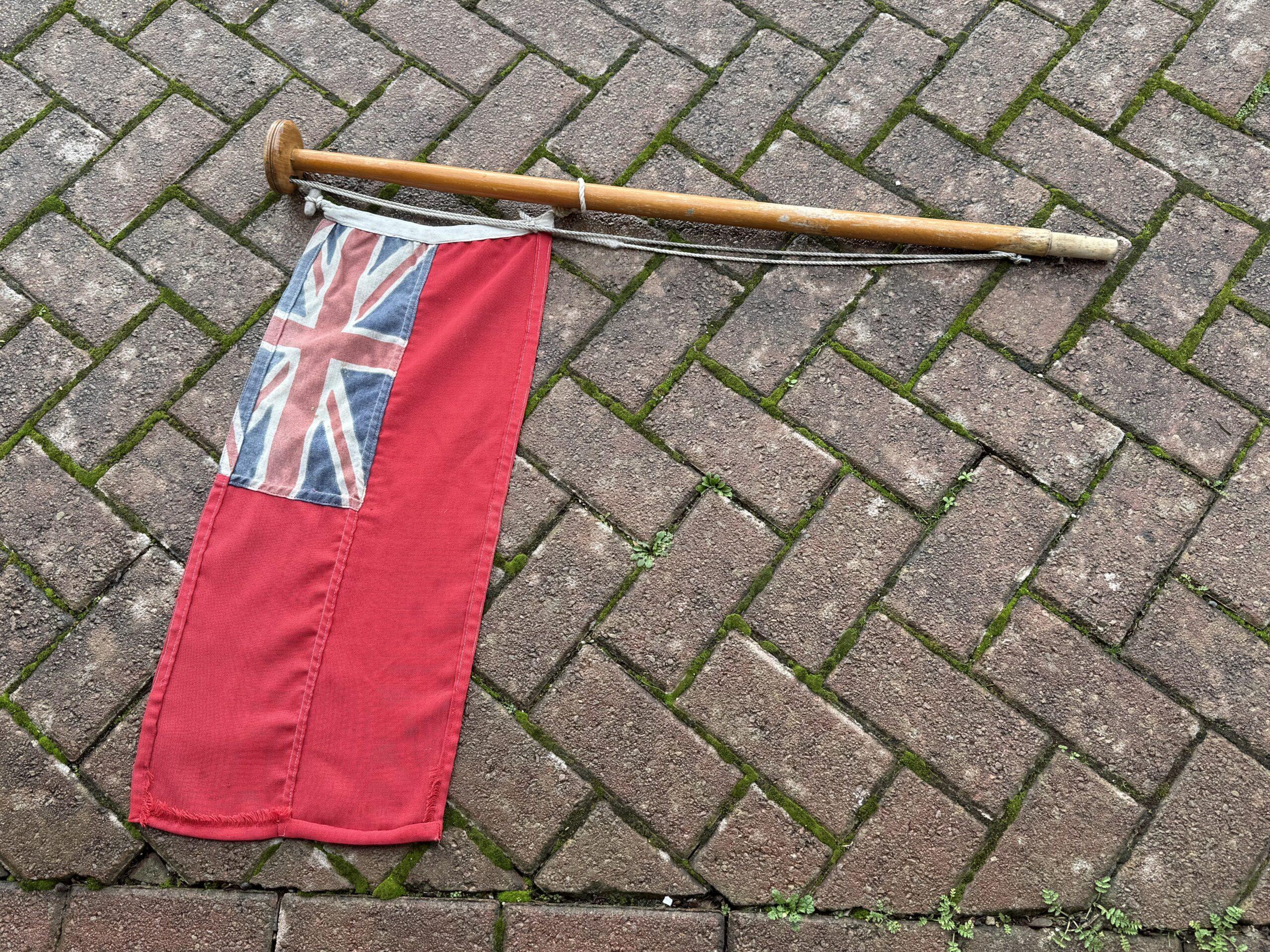 92cm Wooden Flagpole with Red Ensign